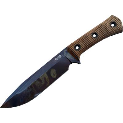 TRC Knives Apocalypse Post Apocalyptic Torched Natural Canvas Micarta