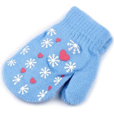 Prima-obchod Dětské pletené rukavice palčáky modrá světlá vločka