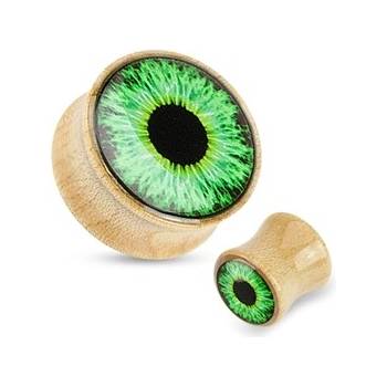 Piercingate plug do ucha zelené oko PTP00276