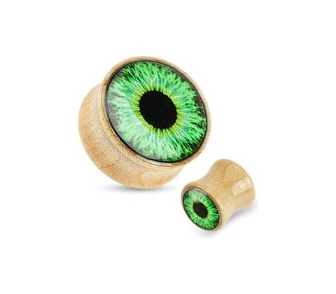 Piercingate plug do ucha zelené oko PTP00276