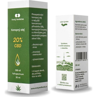 Svatý Sedláček Konopný olej 20% CBD 30 ml