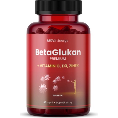 MOVit BetaGlukan 350 mg + Vitamin C, D3, Zinek PREMIUM 60 kapslí