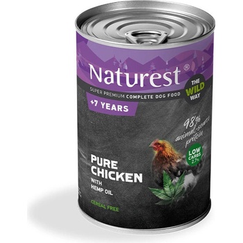 Naturest® Naturest Консерва за възрастни кучета, 7+ год. , с пиле и конопено масло