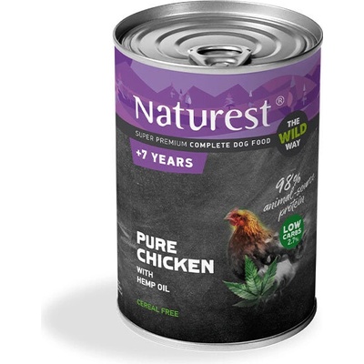 Naturest® Naturest Консерва за възрастни кучета, 7+ год. , с пиле и конопено масло