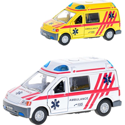 Kids Globe Traffic ambulance CZ kov 14cm zpětný chod na baterie se světlem a zvukem
