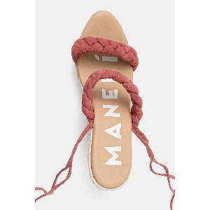 Manebi сандали със скосена пларформа от велур Two Braided Bands Wedge Espadrilles (W.1.5.WE)