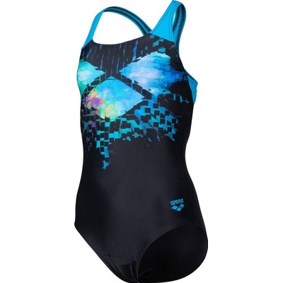 Arena Girls Multi Pixels Swim Pro Back Black/Turquoise – Zboží Mobilmania