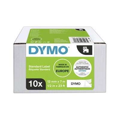 Dymo originál páska do tlačiarne štítkov, Dymo, 2093097, čierny tlač/biely podklad, 7m, 12mm, 10ks v balení, cena za balenie, D1