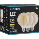 Mexen Vintis 3x LED лампа с нажежаема жичка E27, G95, 8W, Топла - 2700K, 750 lm, кехлибар (L157-E27-0827-50x03)