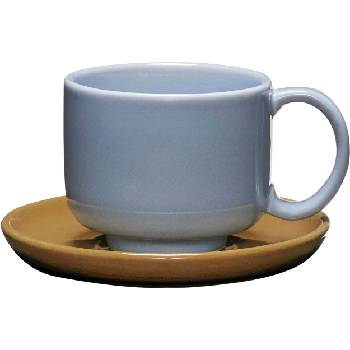 Hübsch Чаша за кафе и чай Amare с чинийка 200 мл светлосиня (211705)