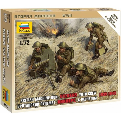 Zvezda Britský kulomet s posádkou 1939 1942 Snap Fit 1:72