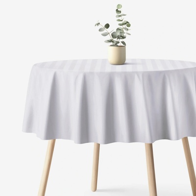 Goldea okrúhly damaškový obrus - svetlo sivé prúžky so saténovým leskom Ø 100 cm