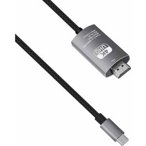 DeTech Адаптер DeTech, 1x USB-C(м) към HDMI(м), 2м, 4K@60Hz, сив (18394)
