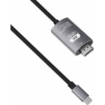 DeTech Кабел DeTech, 1x USB-C(м) към HDMI(м), 2м, 4K@60Hz, сив (18394)