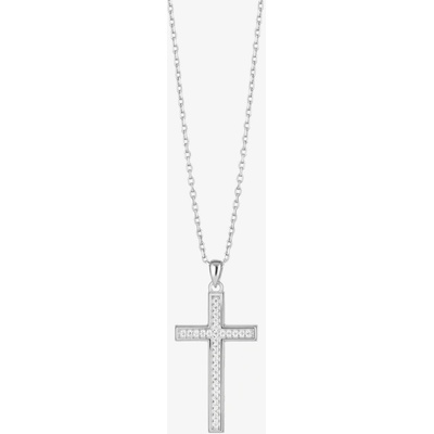 Preciosa Stříbrný přívěsek s řetízkem Cross, křížek s kubickou zirkonií Preciosa 5407 00
