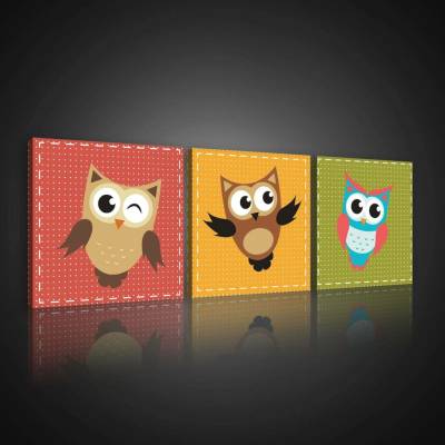 Postershop Obraz na plátně: Dětské sovy - set 3ks 25x25cm