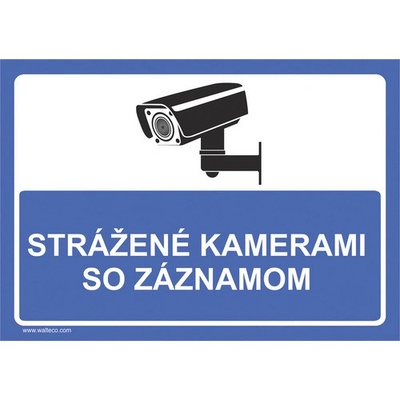 Výstražná tabuľka Strážené kamerami so záznamom 148 x 210 mm