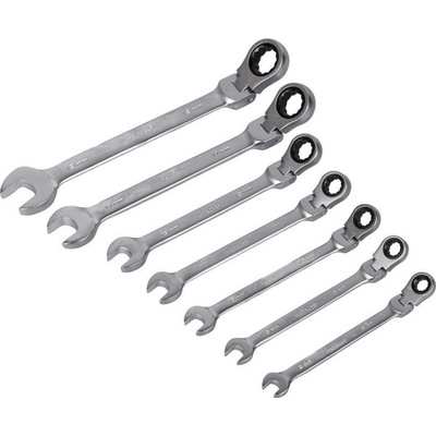 Hoteche sada ráčnových očkoplochých flexibilních klíčů 7 ks 8 - 19 mm HT192504