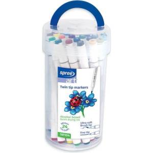 Spree Двувърхи маркери SPREE Art Soft Brush 24 цвята