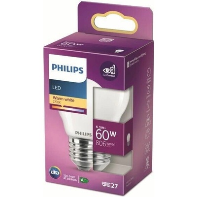 Philips LED žiarovka 1x6,5W E27 806lm 2700K teplá biela, matná biela, EyeComfort