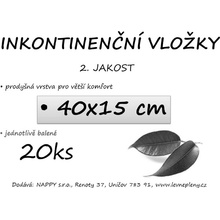 Nappy inkontinenčné vložky 40x15 cm 2. akosť 20 ks