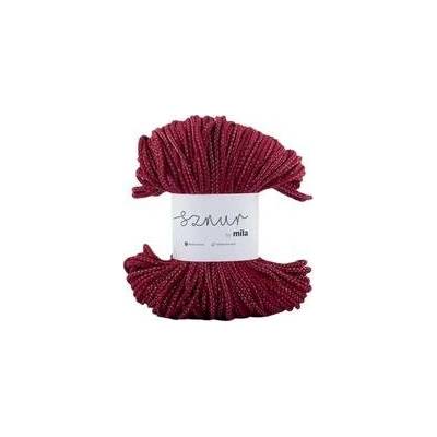 Bavlněná šnůra MILA 3 mm Glitter - bordo stříbrná