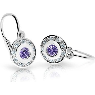 Danfil dětské náušnice C2400 z bílého zlata s kamínkem Amethyst