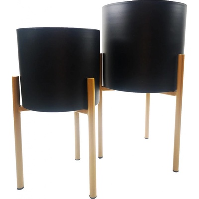 Home Styling Collection Sada 2 květináču na stojanu černé