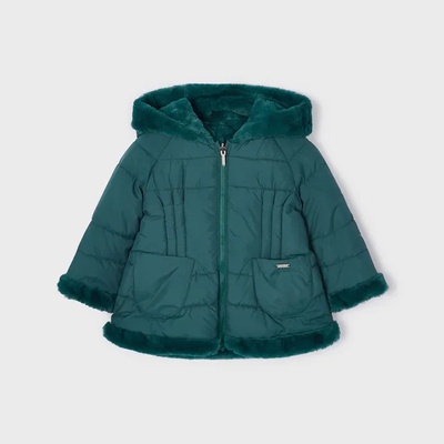MAYORAL Двулицево яке с косъм за бебе момиче в тъмно зелено Майорал