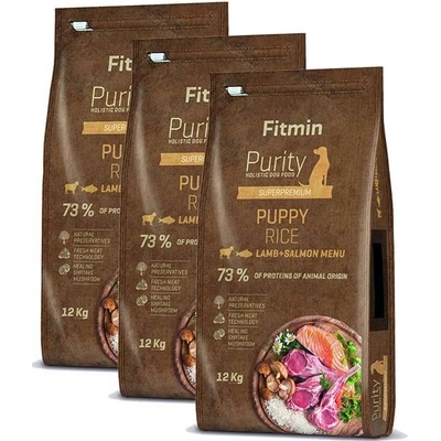Fitmin Purity Puppy Rice Lamb & Salmon 3 x 12 kg