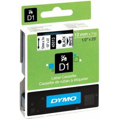 Dymo D1 45013, S0720530, 12mm x 7m čierna tlač / biely podklad, originálna páska