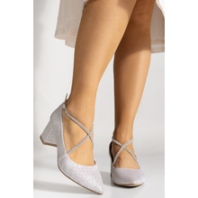 Dámske nízke kožené lodičky MAAE strieborné