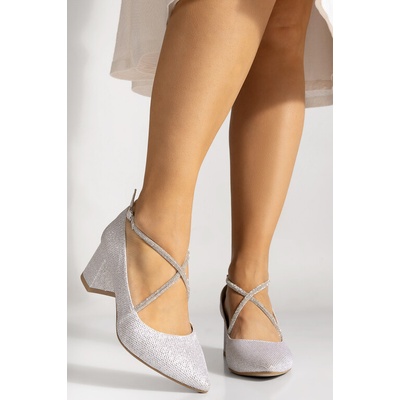 Dámske nízke kožené lodičky MAAE strieborné