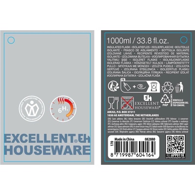 Excellent Houseware termoska s hrnkem 1 l tmavá modrá