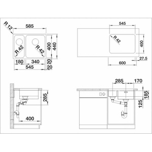 BLANCO Кухненска мивка blanco, solis 340/180 - u (solis 340/180 - u) Мивка за вграждане