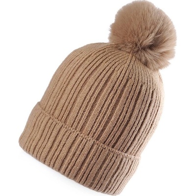 Emi Ross zimní čepice s bambulí 2 béžová