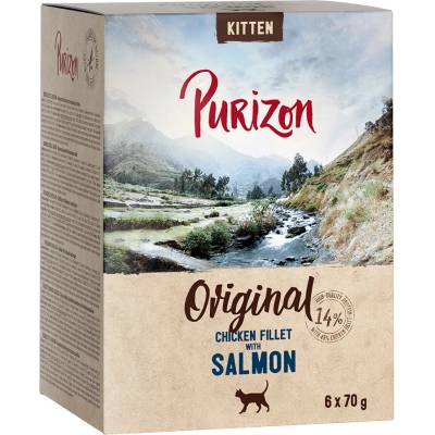 Purizon Kitten 6 x bez obilnín kuracie filety s morčacím 70 g