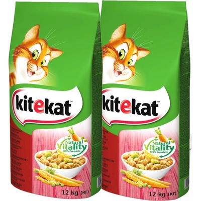 Kitekat granule s hovězím masem a zeleninou 2 x 12 kg – Hledejceny.cz