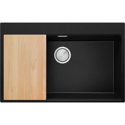 Твоят Стил Черна кухненска гранитна мивка Осло 80 XXL Top 780 x 500 мм