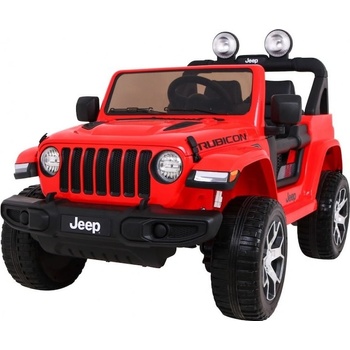 Joko Elektrické autíčko Jeep Wrangler Rubicon 4x4 penové kolesá kožené sedadlo FM rádio červená