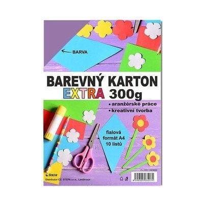 STEPA Barevný karton EXTRA 300g A4/10listů - fialový Množství: bal