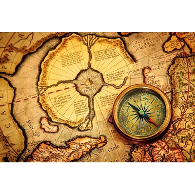 DIMEX ART Флизелинов фототапет винтидж компас на картата 375 x 250 см