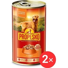 Propesko Adult s hovězím a kuřecím v omáčce 2 x 1240 g