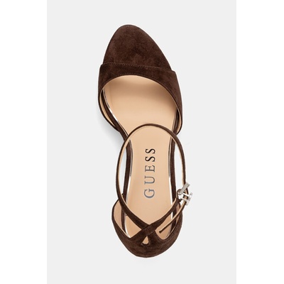 Guess сандали с висок ток от велур SEENA (FLTSEE.SUE03.BROWN)