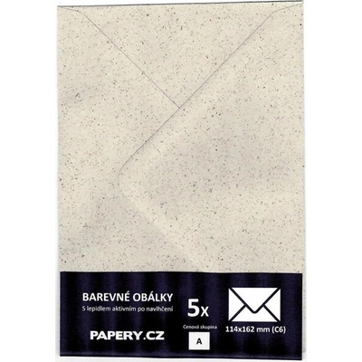Papery C6 obálka Tráva recyklovaná, 114 x 162 mm, 5 ks