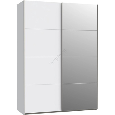 Forte Гардероб с огледало KARO 150x210 cm бял (FR0084)