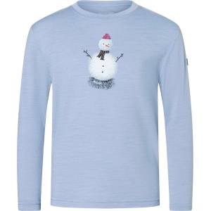 super. natural Детска блуза с дълъг ръкав super. natural Kid's Snowman L/S Merino longsleeve - Forget Me Not Blue / Various - размер 152 (EU) (704-6177-0216)