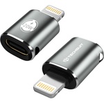 Techsuit - Премиум OTG адаптер TitanCoreX (A11) - Type-C към Lightning, 3A, алуминиева сплав, Plug&Play, бърз трансфер - сив
