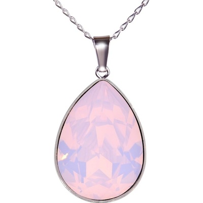 Swarovski Elements Rhodiovaný náhrdelník růžová slzička, kapka 54016.3 Rose Water Opal (růžová mléčná, světlá vintage)
