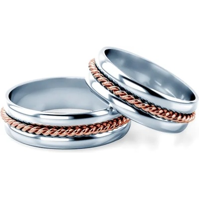 SAVICKI Сватбени халки: двуцветно злато, вдлъбнати. 6.2 мм